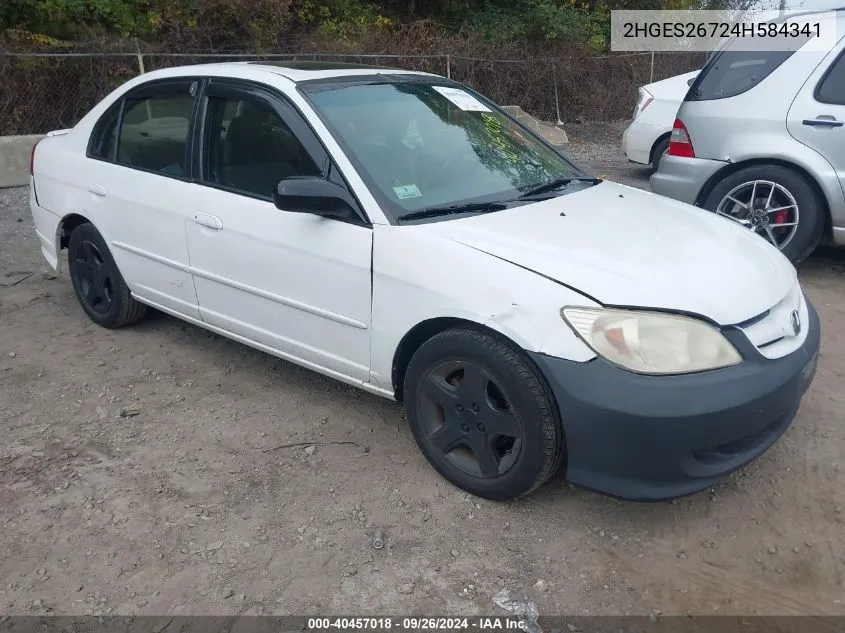 2004 Honda Civic Ex VIN: 2HGES26724H584341 Lot: 40457018