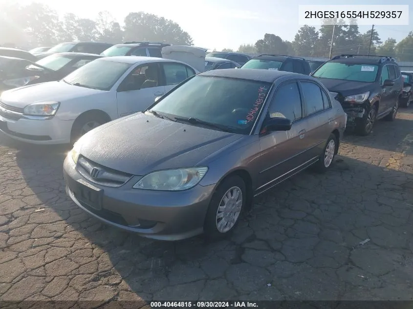 2004 Honda Civic Lx VIN: 2HGES16554H529357 Lot: 40464815