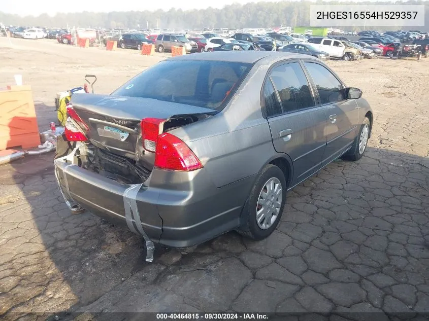 2004 Honda Civic Lx VIN: 2HGES16554H529357 Lot: 40464815