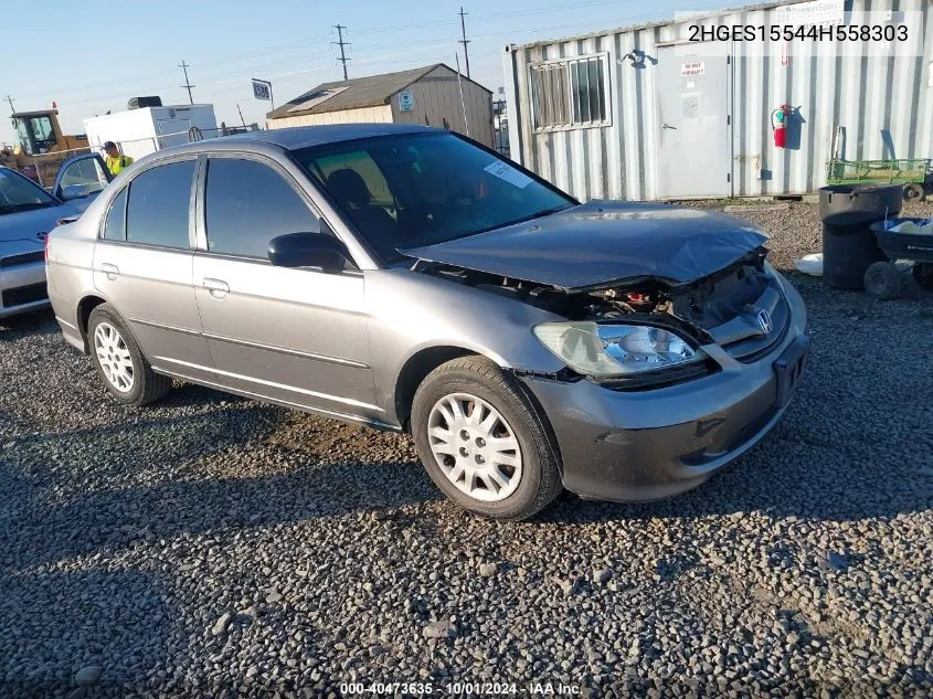 2004 Honda Civic Lx VIN: 2HGES15544H558303 Lot: 40473635