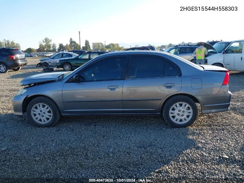 2004 Honda Civic Lx VIN: 2HGES15544H558303 Lot: 40473635