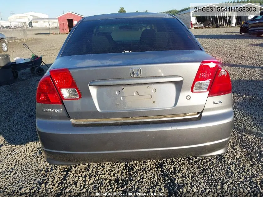 2004 Honda Civic Lx VIN: 2HGES15544H558303 Lot: 40473635