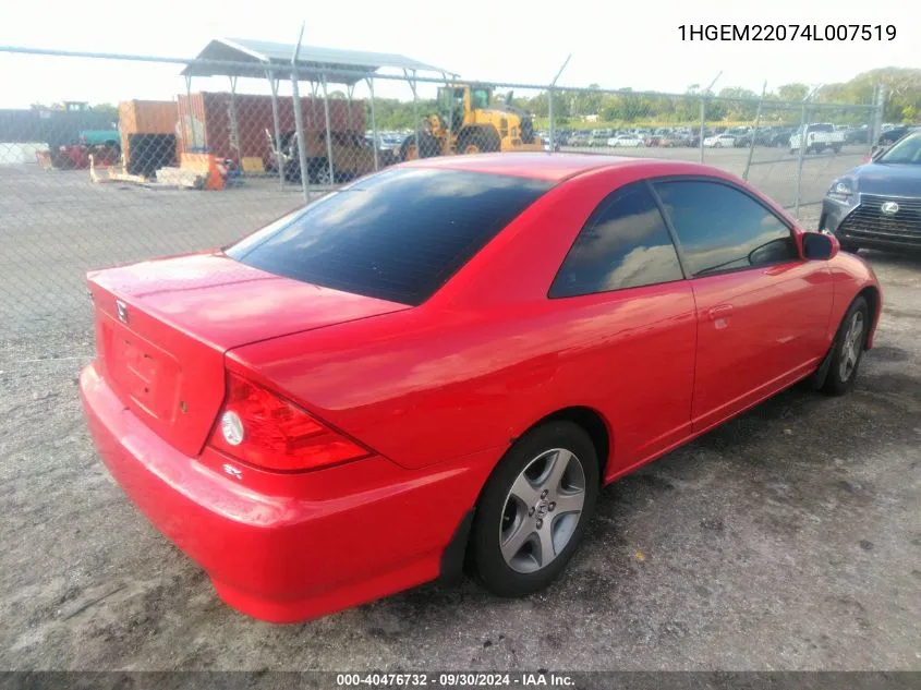 2004 Honda Civic Ex VIN: 1HGEM22074L007519 Lot: 40476732