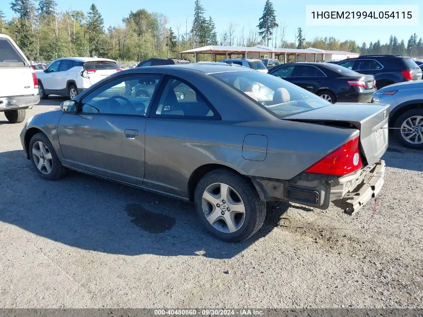 2004 Honda Civic Ex VIN: 1HGEM21994L054115 Lot: 40480860