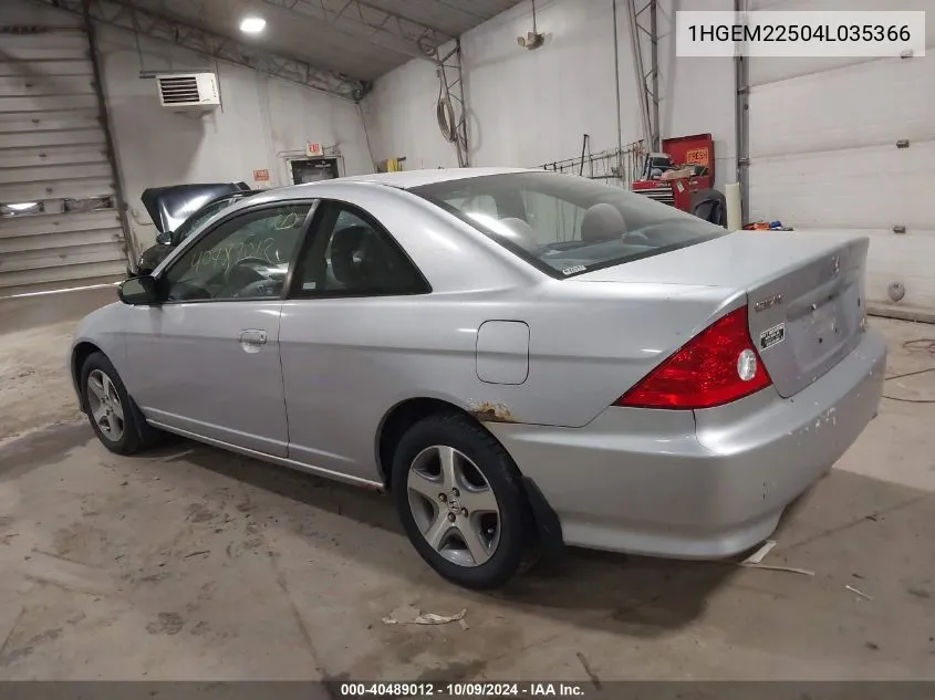 2004 Honda Civic Lx VIN: 1HGEM22504L035366 Lot: 40489012