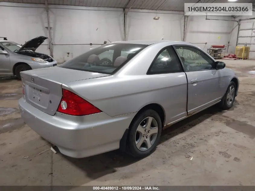 2004 Honda Civic Lx VIN: 1HGEM22504L035366 Lot: 40489012