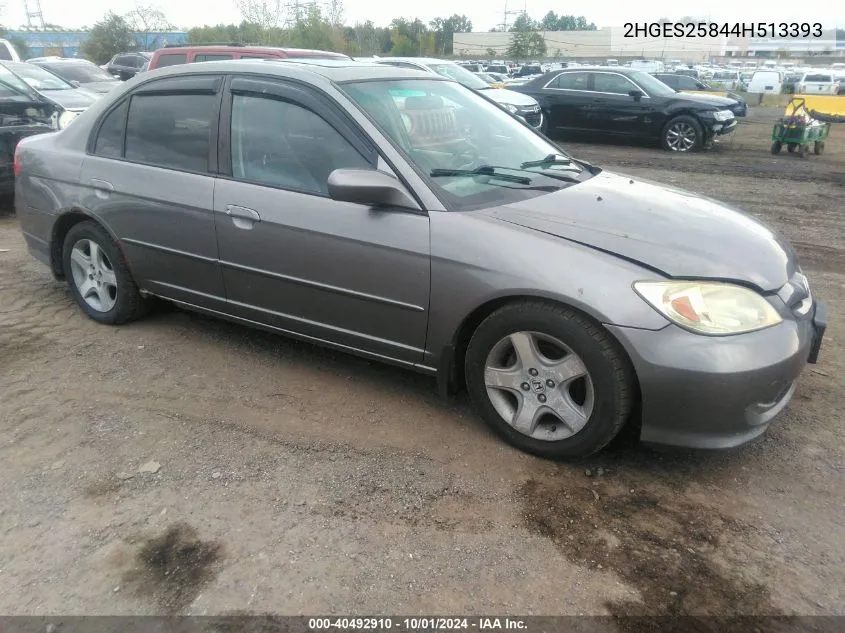 2004 Honda Civic Ex VIN: 2HGES25844H513393 Lot: 40492910