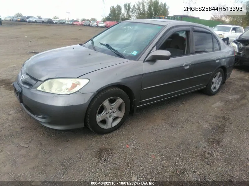 2004 Honda Civic Ex VIN: 2HGES25844H513393 Lot: 40492910