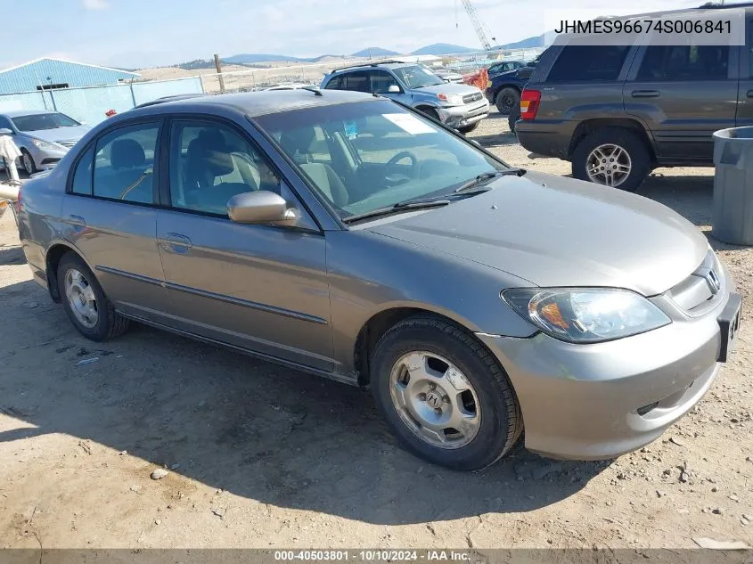 2004 Honda Civic Hybrid VIN: JHMES96674S006841 Lot: 40503801