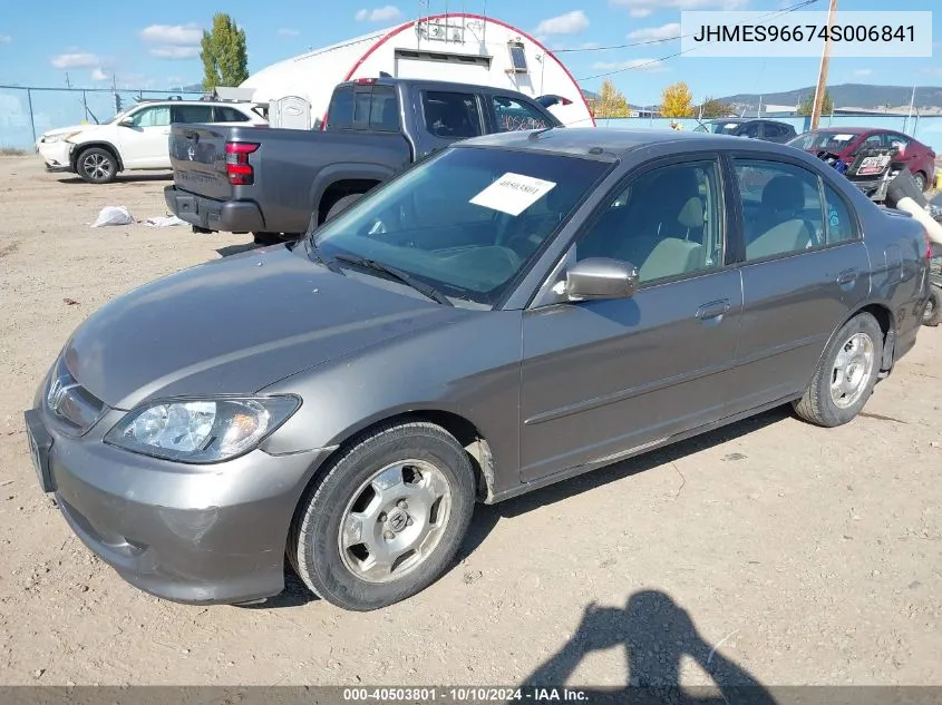 2004 Honda Civic Hybrid VIN: JHMES96674S006841 Lot: 40503801