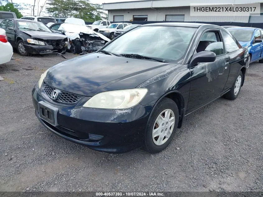 2004 Honda Civic Vp VIN: 1HGEM221X4L030317 Lot: 40537393