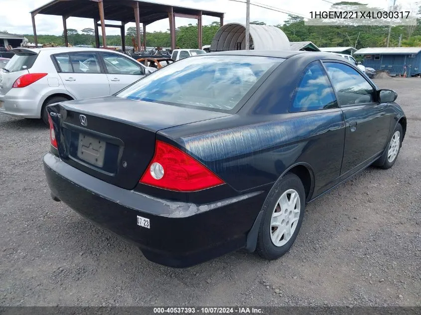 2004 Honda Civic Vp VIN: 1HGEM221X4L030317 Lot: 40537393