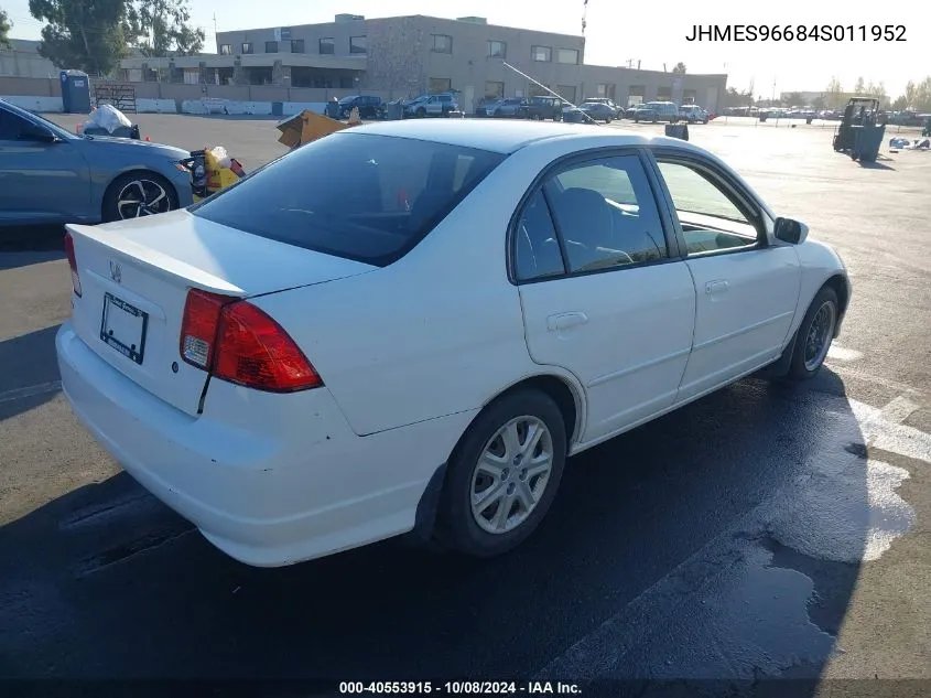 2004 Honda Civic Hybrid VIN: JHMES96684S011952 Lot: 40553915