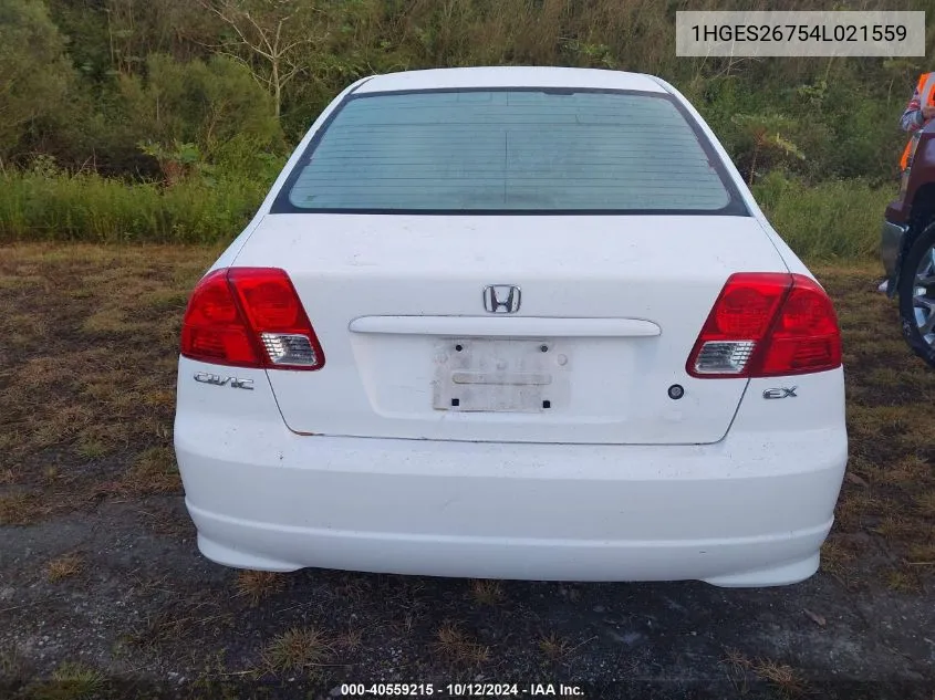 2004 Honda Civic Ex VIN: 1HGES26754L021559 Lot: 40559215