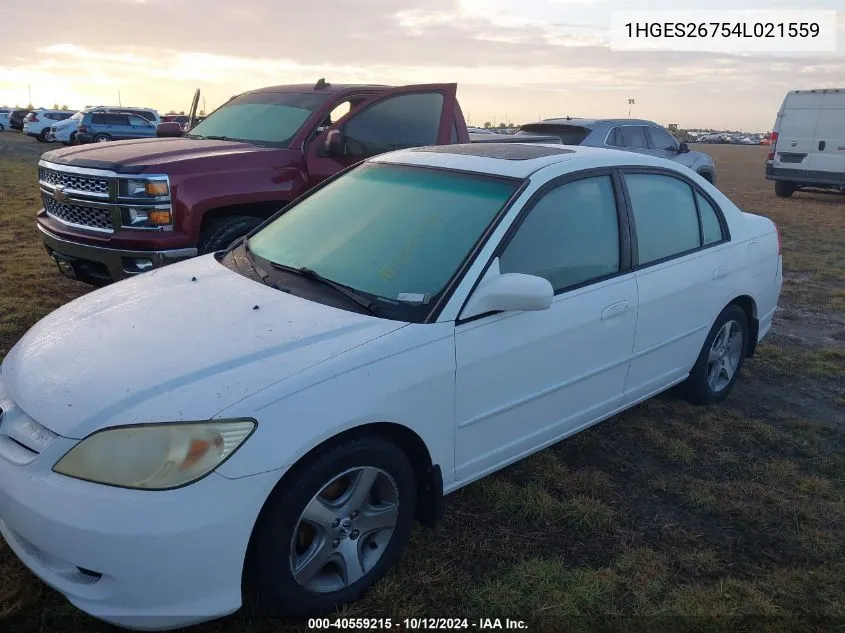 2004 Honda Civic Ex VIN: 1HGES26754L021559 Lot: 40559215