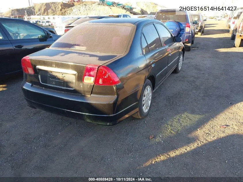 2004 Honda Civic Lx VIN: 2HGES16514H641427 Lot: 40559428