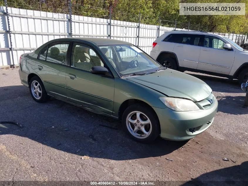 2004 Honda Civic Lx VIN: 1HGES16564L021059 Lot: 40560412