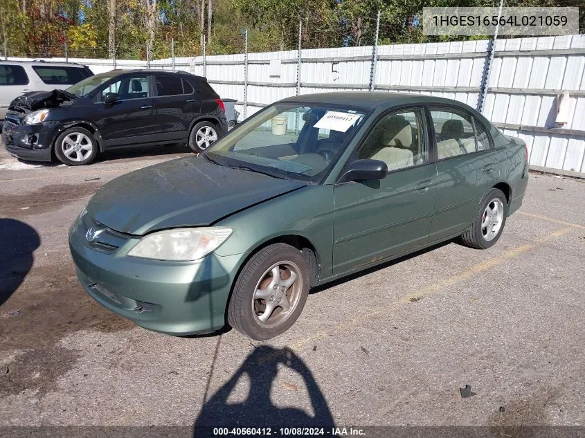 2004 Honda Civic Lx VIN: 1HGES16564L021059 Lot: 40560412