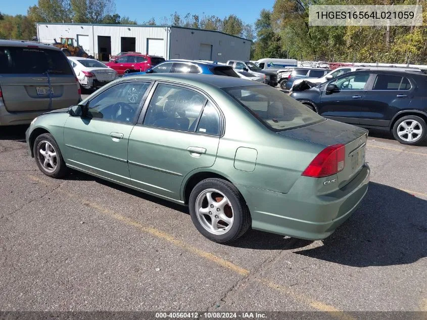 2004 Honda Civic Lx VIN: 1HGES16564L021059 Lot: 40560412