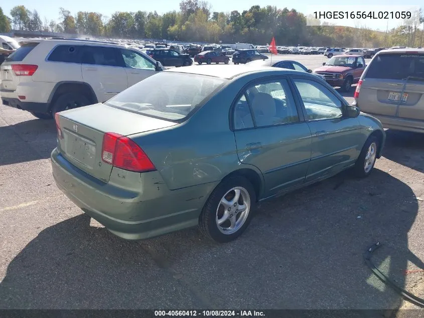 2004 Honda Civic Lx VIN: 1HGES16564L021059 Lot: 40560412