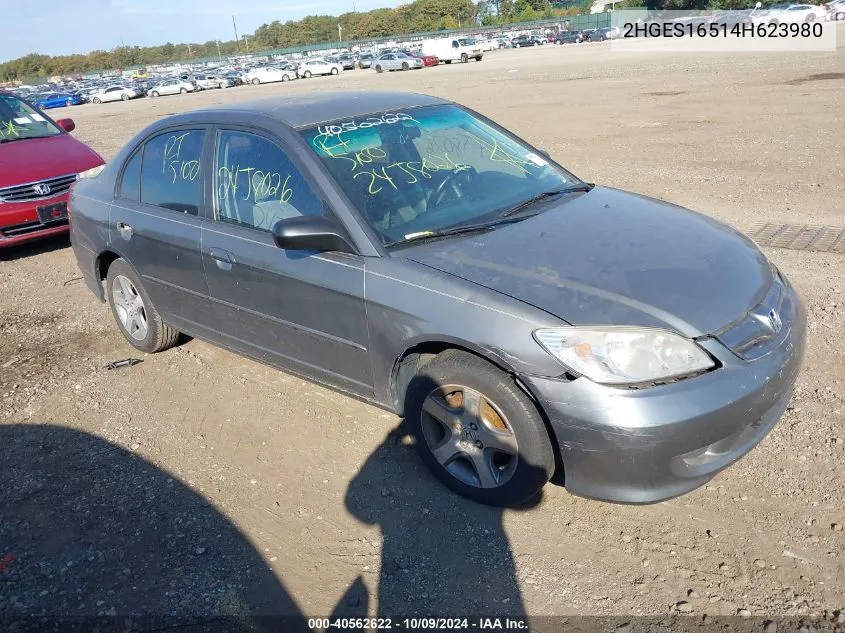 2004 Honda Civic Lx VIN: 2HGES16514H623980 Lot: 40562622