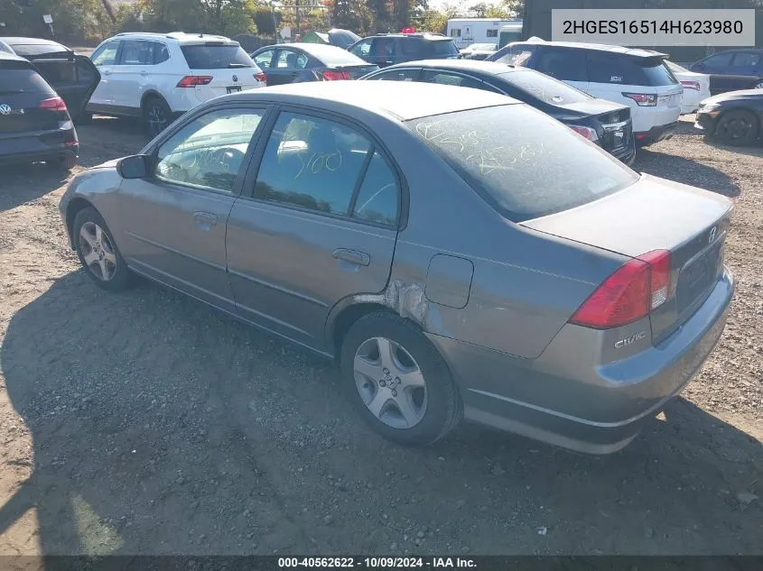 2004 Honda Civic Lx VIN: 2HGES16514H623980 Lot: 40562622