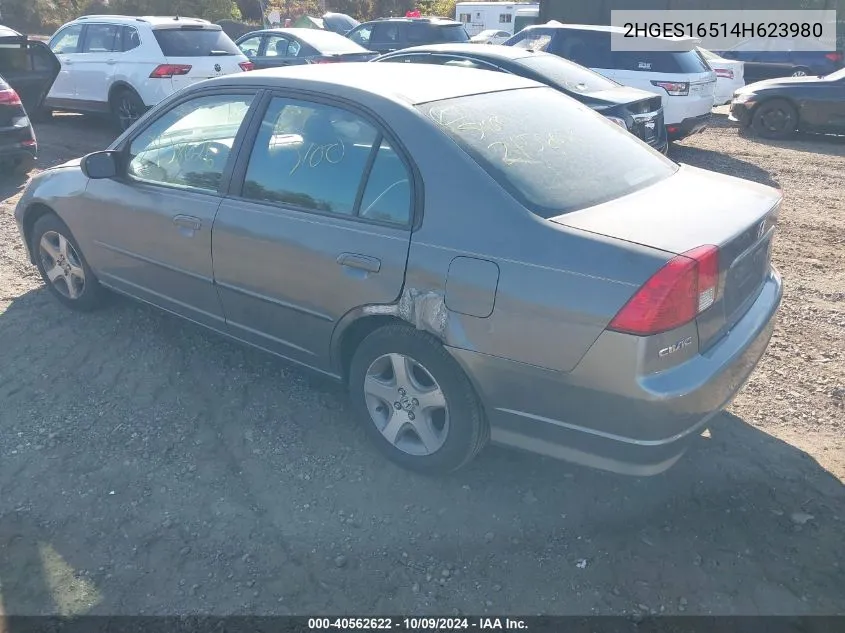 2004 Honda Civic Lx VIN: 2HGES16514H623980 Lot: 40562622