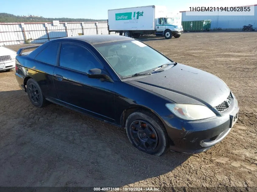 2004 Honda Civic Vp VIN: 1HGEM21194L062855 Lot: 40573108