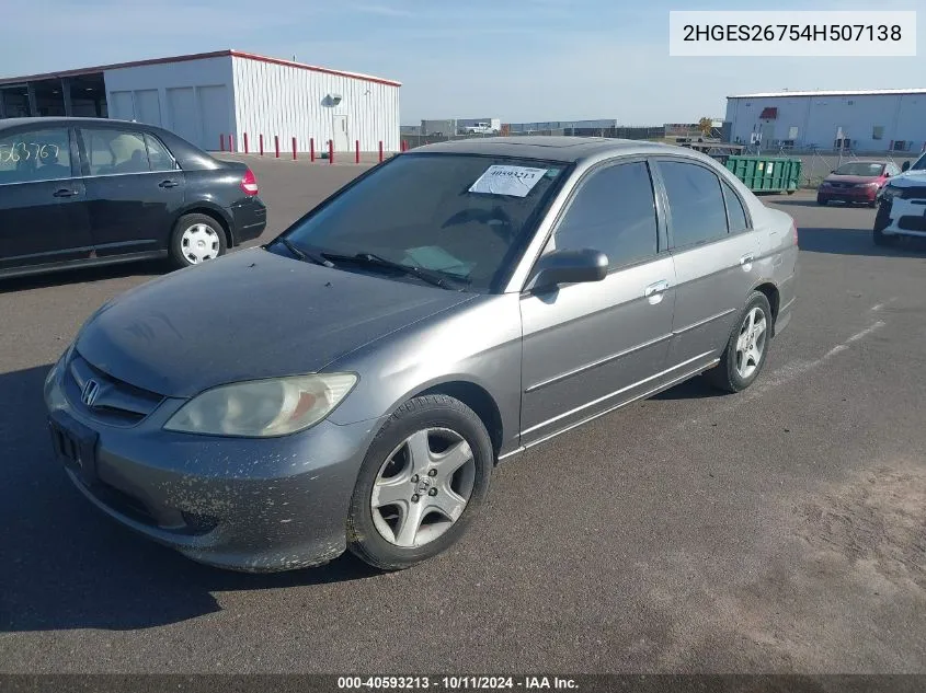 2004 Honda Civic Ex VIN: 2HGES26754H507138 Lot: 40593213