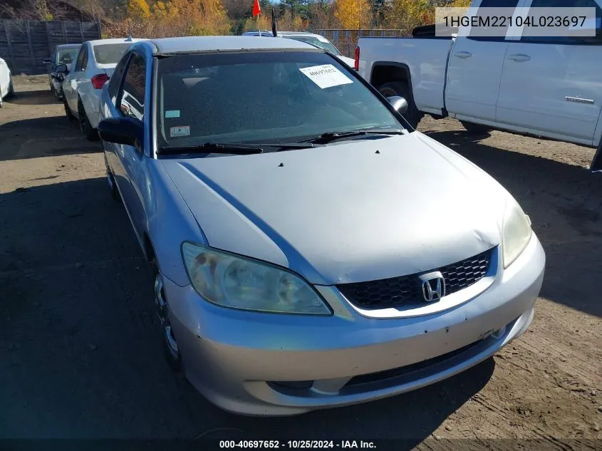 2004 Honda Civic Vp VIN: 1HGEM22104L023697 Lot: 40697652