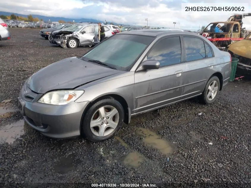 2004 Honda Civic Ex VIN: 2HGES26704H569062 Lot: 40719336