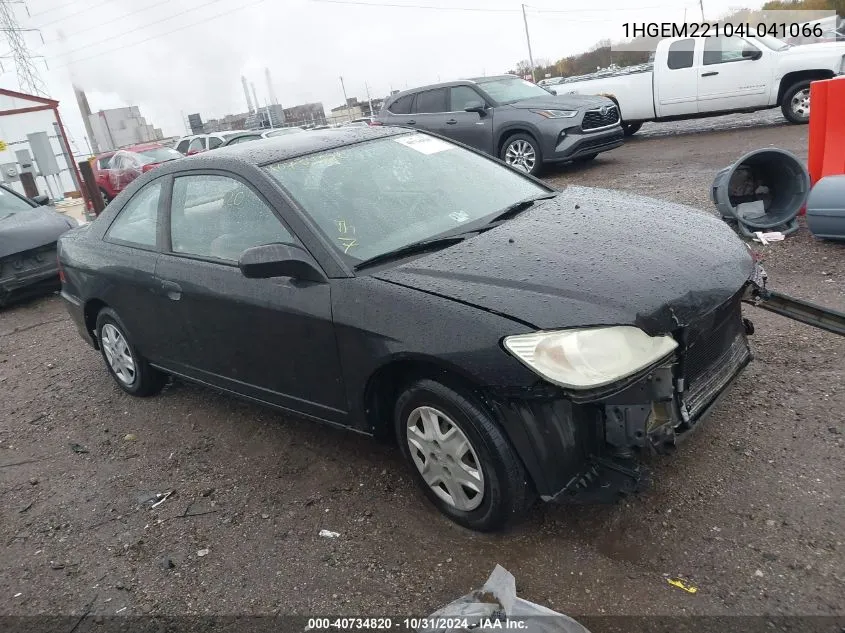 2004 Honda Civic Vp VIN: 1HGEM22104L041066 Lot: 40734820