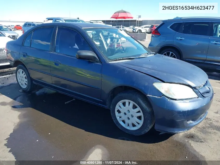 2004 Honda Civic Lx VIN: 2HGES16534H623477 Lot: 40801285