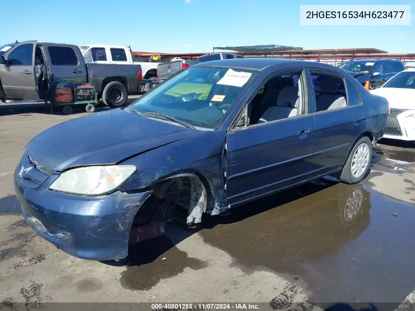 2004 Honda Civic Lx VIN: 2HGES16534H623477 Lot: 40801285