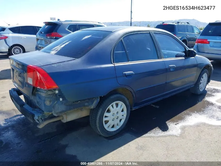 2004 Honda Civic Lx VIN: 2HGES16534H623477 Lot: 40801285