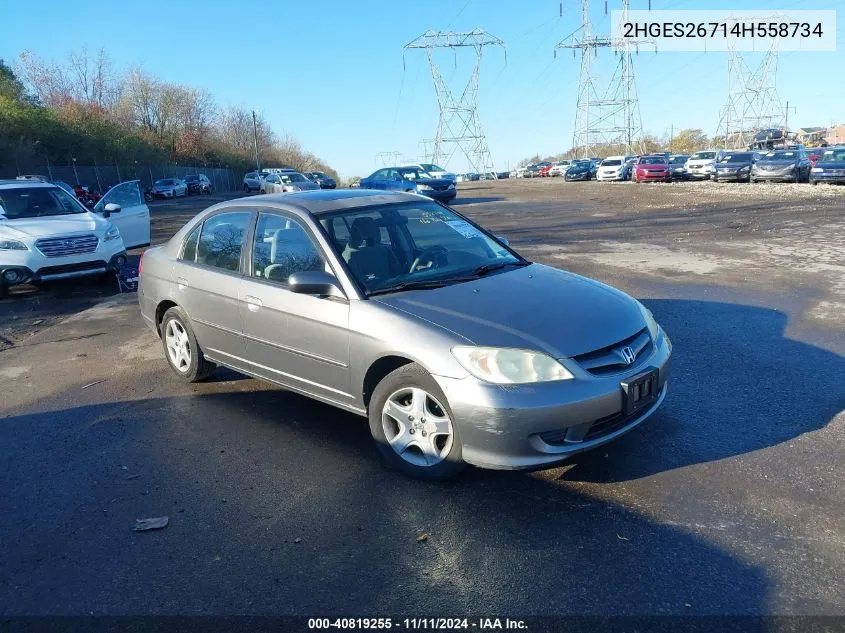 2004 Honda Civic Ex VIN: 2HGES26714H558734 Lot: 40819255