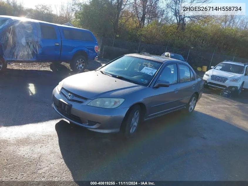 2004 Honda Civic Ex VIN: 2HGES26714H558734 Lot: 40819255