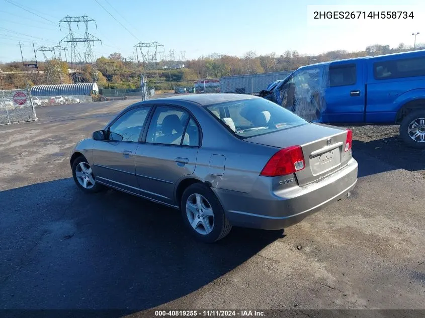 2004 Honda Civic Ex VIN: 2HGES26714H558734 Lot: 40819255