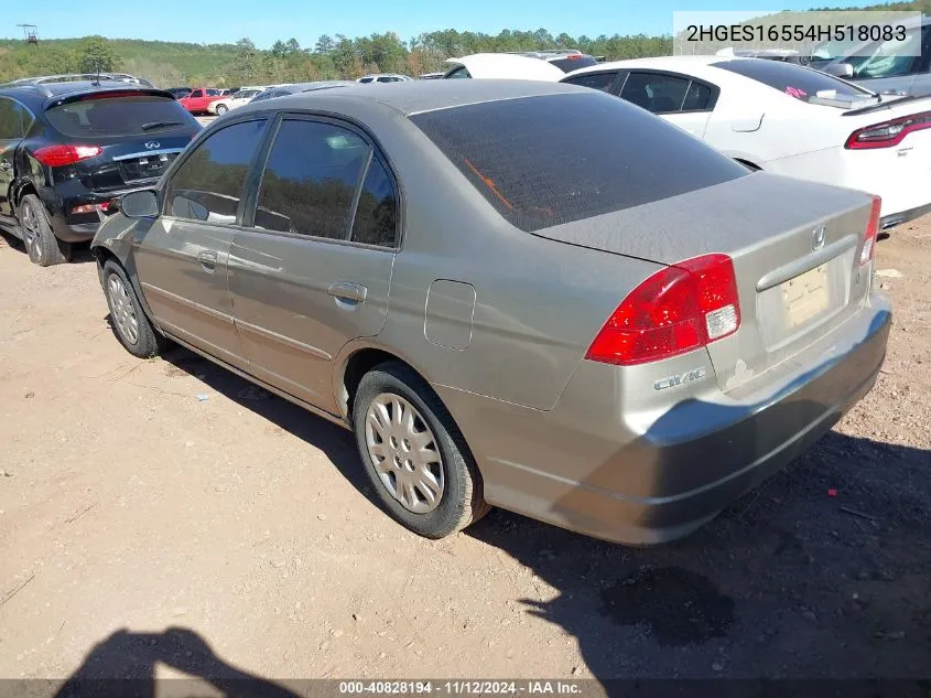 2HGES16554H518083 2004 Honda Civic Lx