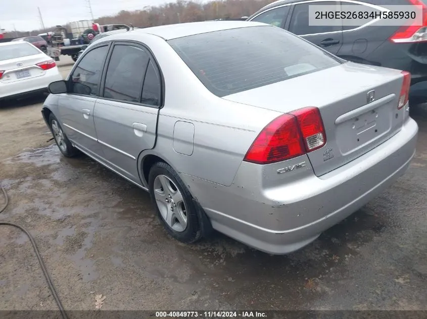 2004 Honda Civic Ex VIN: 2HGES26834H585930 Lot: 40849773