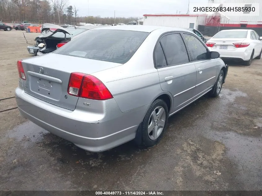 2004 Honda Civic Ex VIN: 2HGES26834H585930 Lot: 40849773