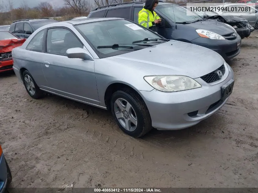 2004 Honda Civic Ex VIN: 1HGEM21994L017081 Lot: 40853412