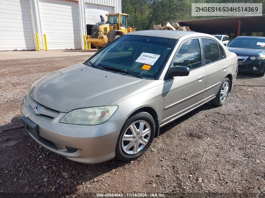 2HGES16534H514369 2004 Honda Civic Lx