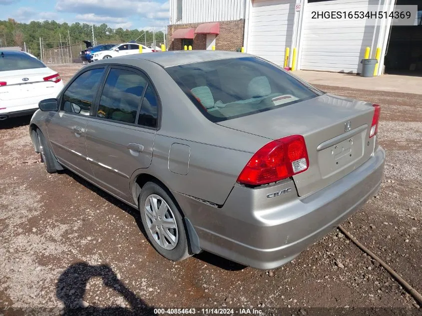 2HGES16534H514369 2004 Honda Civic Lx