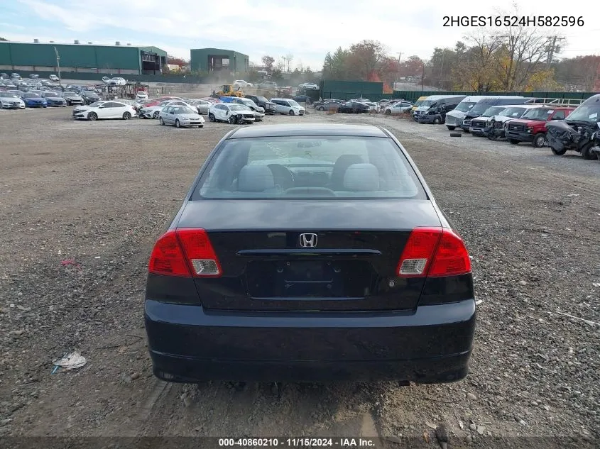 2004 Honda Civic Lx VIN: 2HGES16524H582596 Lot: 40860210