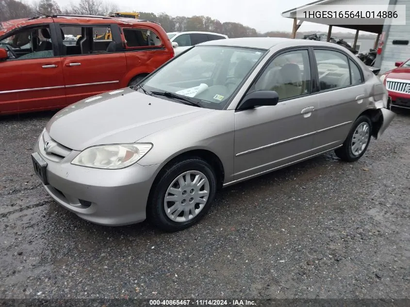 2004 Honda Civic Lx VIN: 1HGES16564L014886 Lot: 40865467