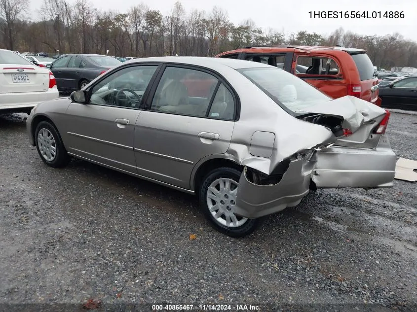 2004 Honda Civic Lx VIN: 1HGES16564L014886 Lot: 40865467