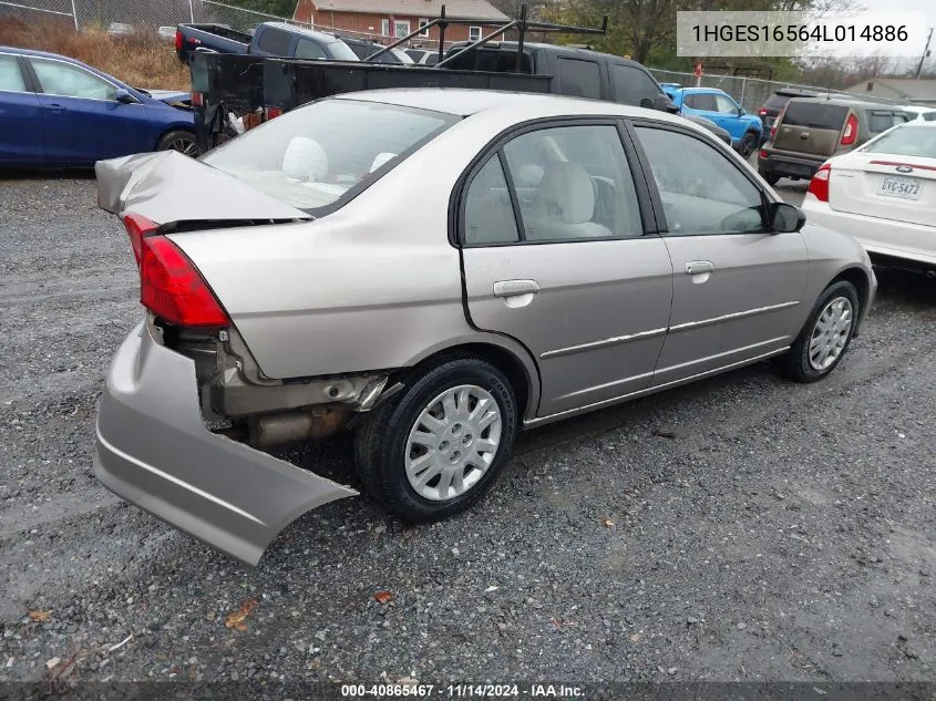 2004 Honda Civic Lx VIN: 1HGES16564L014886 Lot: 40865467