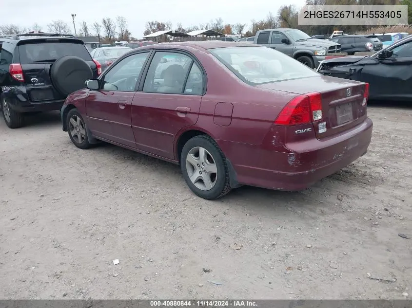 2004 Honda Civic Ex VIN: 2HGES26714H553405 Lot: 40880844