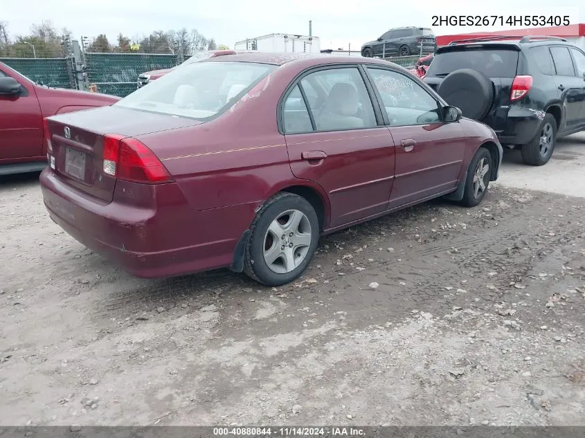 2004 Honda Civic Ex VIN: 2HGES26714H553405 Lot: 40880844